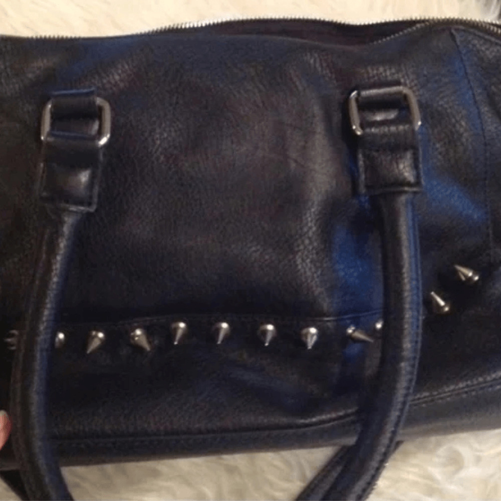 BCBG RARE leather shoulder bag read ***Black Studded Leather Handbag